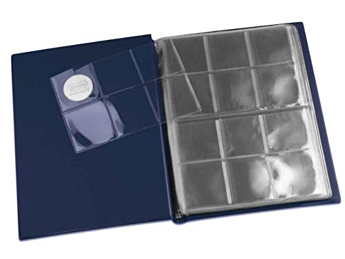 Leuchtturm 335392 Álbum de bolsillo para monedas con 8 hojas, cada una para 12 monedas, azul