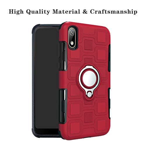 LFDZ Compatible Huawei Y5 2019 Anillo Soporte Funda, 360 Grados Giratorio Ring Grip con Gel TPU Case Carcasa Fundas para Huawei Y5 2019 / Honor 8S Smartphone(Not fit Huawei Y5 2018),Rojo