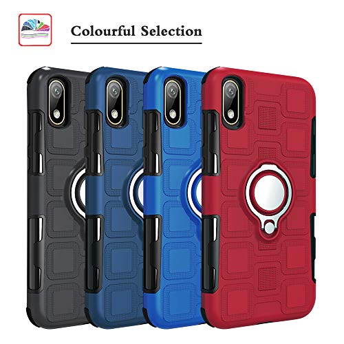 LFDZ Compatible Huawei Y5 2019 Anillo Soporte Funda, 360 Grados Giratorio Ring Grip con Gel TPU Case Carcasa Fundas para Huawei Y5 2019 / Honor 8S Smartphone(Not fit Huawei Y5 2018),Rojo