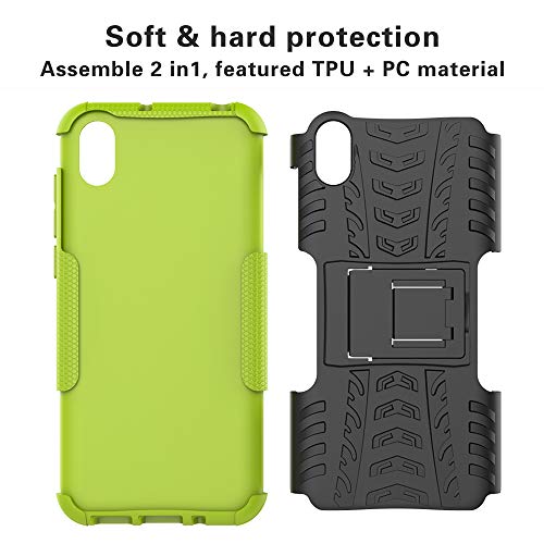 LFDZ Compatible Huawei Y5 2019 Funda, Soporte Cáscara de Doble Capa de Cubierta Protectora Heavy Duty Silicona híbrida Caso Funda para Huawei Y5 2019 / Honor 8S (Not fit Huawei Y5 2018),Verde