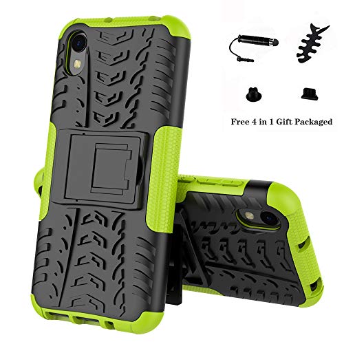 LFDZ Compatible Huawei Y5 2019 Funda, Soporte Cáscara de Doble Capa de Cubierta Protectora Heavy Duty Silicona híbrida Caso Funda para Huawei Y5 2019 / Honor 8S (Not fit Huawei Y5 2018),Verde