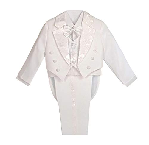 Lito Angels - Traje de esmoquin para niño (5 piezas, formal) Blanco Blanco (con chaleco). 2 años