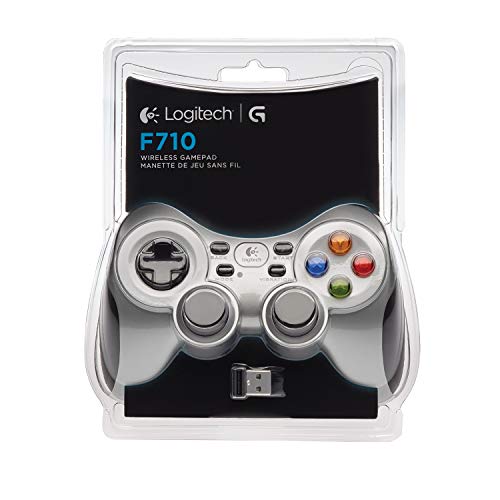 Logitech F710 Gamepad Inalámbrico, 2,4 GHz con Nano-Receptor USB, Distribución de Botones Clásica, Doble Efecto de Vibración, Mando de Dirección 4 Conmutadores, PC/Steam/AndroidTV , Negro/Gris