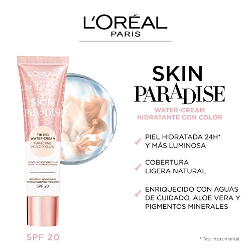 L'Oreal Paris Make-Up Designer Skin paradise Water-Cream Hidratante con Color y Spf 20, Tono Piel Medio Light 03 39 g