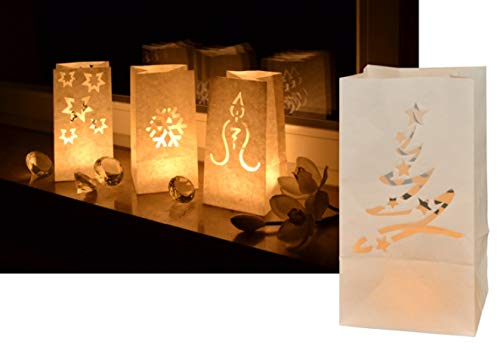 Lote de 8 velas de Navidad de MQ Pack, con ligeras bolsas portavelas de papel lichtertüte para decoración