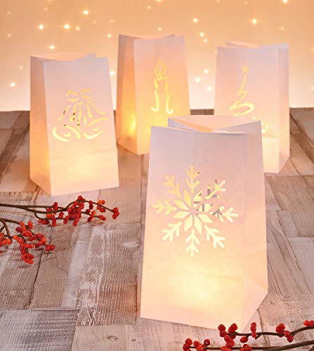 Lote de 8 velas de Navidad de MQ Pack, con ligeras bolsas portavelas de papel lichtertüte para decoración