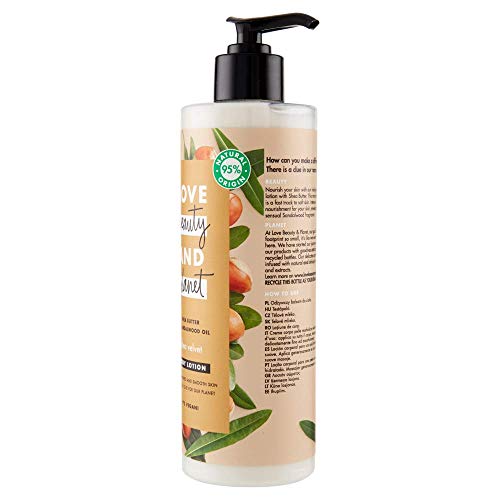 Love Beauty and Planet - Loción corporal manteca de karité y sándalo Shea Velvet - 400 ml