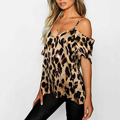 Luckycat Mujer Camisola de Verano Cami Tank Tops Dama Color Solido Correa Suelta Columpios con Volantes Blusa Camiseta sin Mangas Chaleco con Estampado De Leopardo para Mujer Camiseta Informal T Shirt