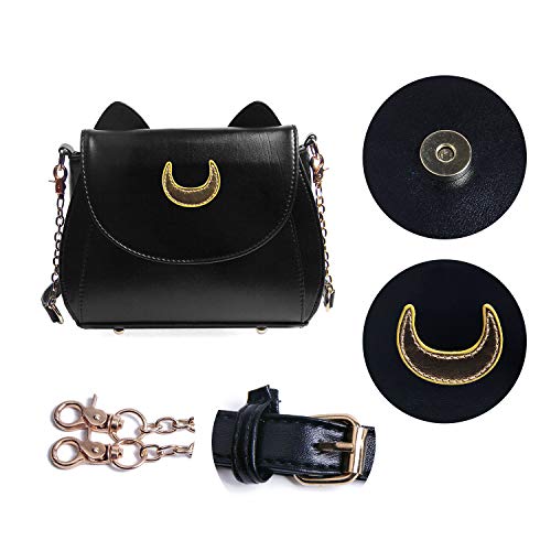 LUI SUI Bolso Hombro Mujer Cuero de PU, Bolso de Bandolera de Sailor Moon Cosplay Mujer Pequeño Negro