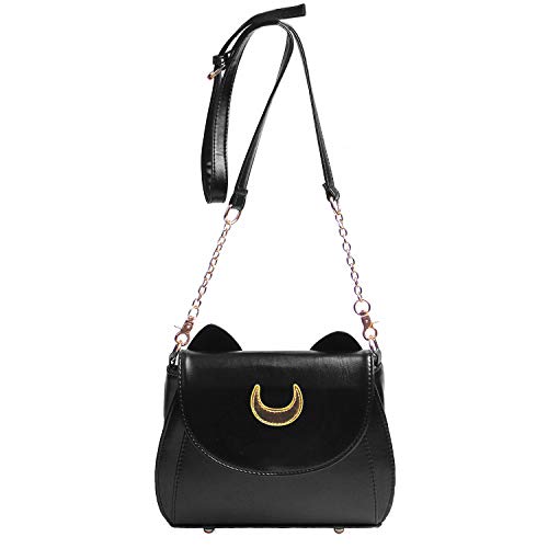 LUI SUI Bolso Hombro Mujer Cuero de PU, Bolso de Bandolera de Sailor Moon Cosplay Mujer Pequeño Negro