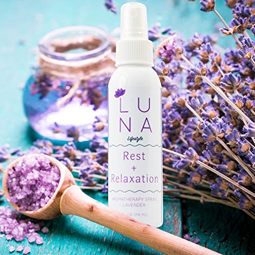 Luna Lifestyle Luna lavanda aromaterapia Spray – Ideal para Yoga, para la almohada, relajación, dormir, y habitación Spray – 100% Pure lavanda aceite esencial Mist – 10% a Caridad.