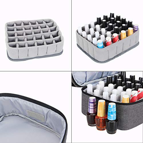 Luxja Organizador de esmaltes de uñas, esmaltes de uñas Estuche, Porta esmaltes de uñas- Sostiene 30 Botellas (15 ml - 0.5 FL.oz), Bolsa de Almacenamiento de Doble Capa para lacas y manicuras, Gris