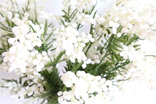 LXESWM Mimosa Flores Artificiales Acacia Ramo Decoraciones Florales Decoración del hogar Ramo de Boda Jardín Cocina Interior al Aire Libre (4 Piezas) (Color : White)