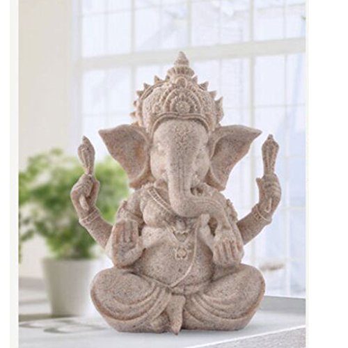 MagiDeal Estatua de Arenisca Ganesha Estatuilla Escultura de Buda Elefante Hecha a Mano