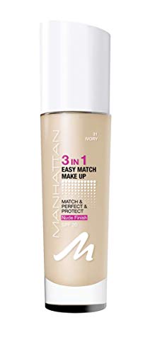 Manhattan 3 in1 Easy Match Make Up, color 031 Ivory, ölfreie Foundation para un makelosen teint, 30 ml