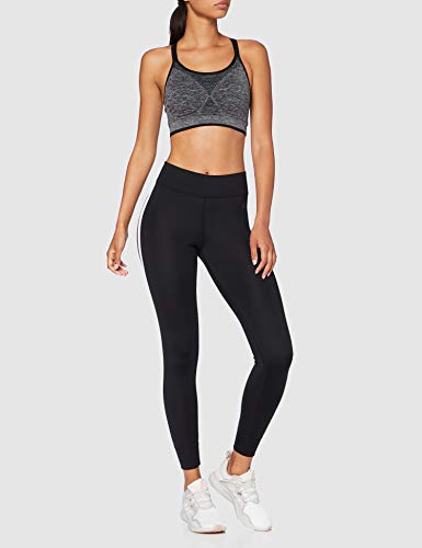 Marca Amazon - AURIQUE Leggings de Deporte con Banda Lateral Mujer, Negro (Black), 42, Label:L