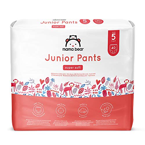 Marca Amazon- Mama Bear Pañal de aprendizaje junior- Talla 5 (13-20kg), 80 pañales (2x40)