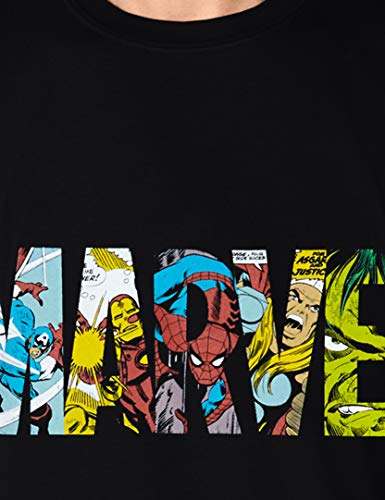 Marvel Comic Strip Logo T-Shirt Camiseta, Negro (Black), XX-Large para Hombre