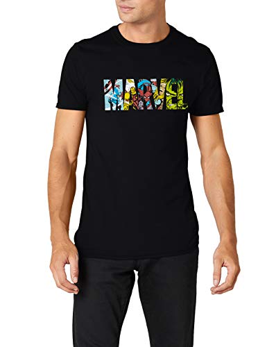 Marvel Comic Strip Logo T-Shirt Camiseta, Negro (Black), XX-Large para Hombre