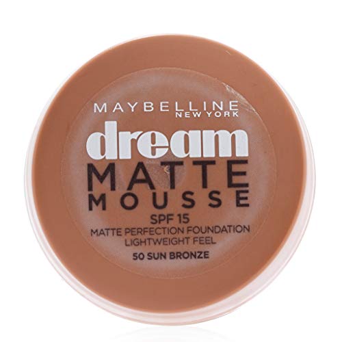 Maybelline New York - Dream Mat Mousse, Base de Maquillaje en Mousse, Tono 50 Sol Bronceado