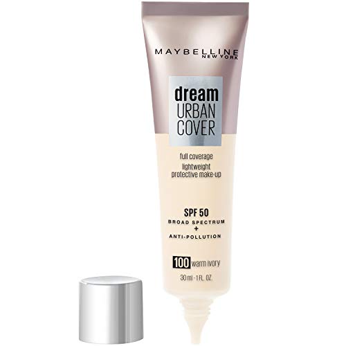 Maybelline New York Dream Urban Cover Tono 100 Warm Ivory Base de Maquillaje con Spf 50 y Antioxidantes 21 g