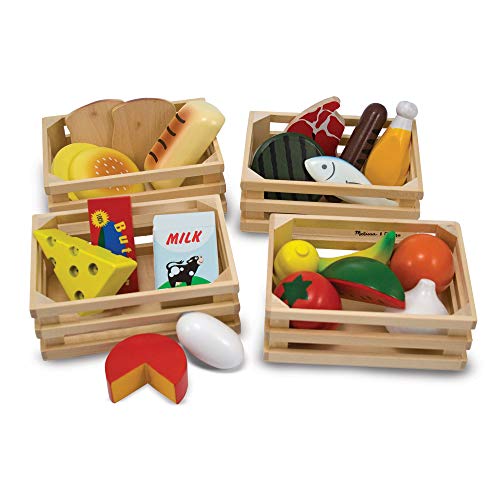 Melissa & Doug Groups Wooden Play Food Comida de Juego de Madera, Multicolor, 3+ (271)