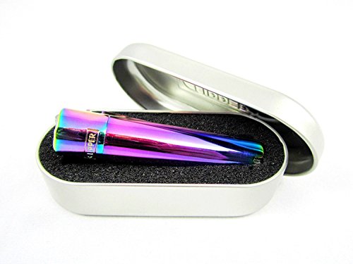 Metal sólido Flint encendido Clipper Mechero "NEW MIX COLOR AZUL VERDE MORADO" - Brushed Chrome Finish - Viene en relieve Presentación Tin - por MV Shop Ltd.