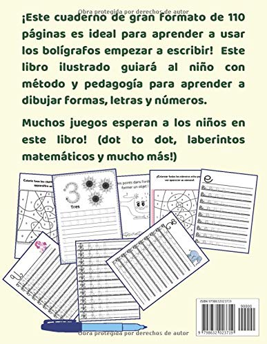 Mi libro de Actividades en Casa XXL: +4 años: Aprender a repasar, usar tijeras, aprender a escribir números y letras para niños, aprender a contar - Libro de escritura para una educación completa