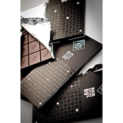 Michel Cluizel Tableta Chocolate Infinito Negro 99% con Jengibre y Canela del tenor extremo Cacao puro Mantequilla Vainilla Borbón en Shell Libre de Soja y Sabor - 3 x 70 Gram