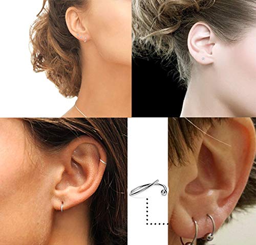 Milacolato Aretes de Acero Inoxidable Minúsculos Para Hombre Para Mujer Aretes Pequeños Sin Fin Aretes Set CZ Ball Stud Para Labio Tragus Cartílago Piercing Jewlry