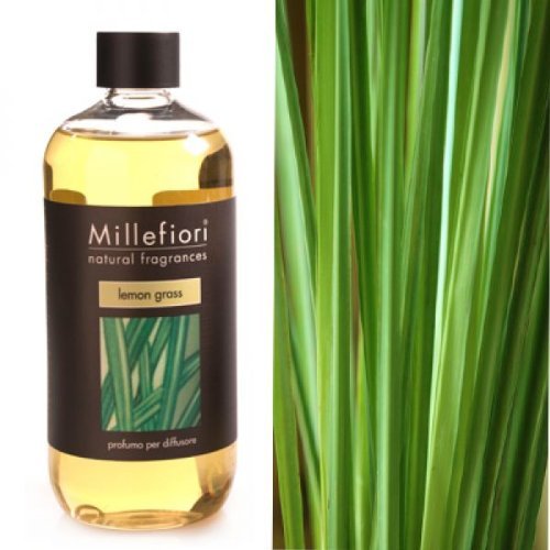 Millefiori 7RELG Lemon Grass - Recambio para ambientador (500 ml, plástico, 8,1 x 6,5 x 17,7 cm), color amarillo