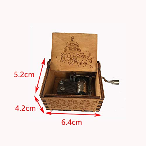 MINGZE Caja de música de Madera manivela, Pure Hand-Classical Music Box Hand-Wooden Music Box Creative Wooden Crafts Best Gifts, Variedad de Estilos (Happy Birthday)