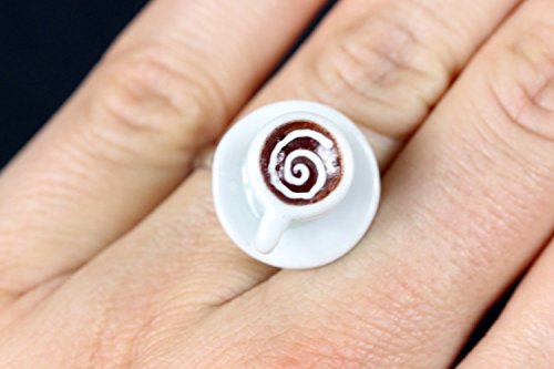 Miniblings Copa del Anillo de Cappuccino Taza del Anillo de Cacao Porcelana Mini