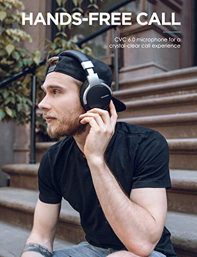 Mixcder E7 Active Cancelación de Ruido Auriculares Bluetooth con Micrófono Hi-Fi Deep Bass Auriculares Inalámbricos sobre el Oído, Cómodo Protein Earpads, para PC/Teléfonos Celulares/TV - Negro