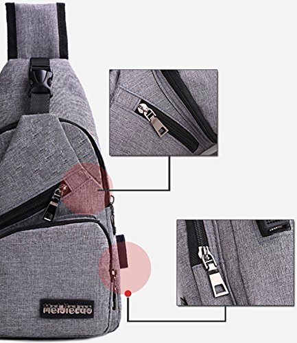 Mochila bandolera de pecho LemonGirl con cargador USB para hombres y mujeres, para senderismo, acampadas, ciclismo, hombre, XW210-Gray, gris, talla única
