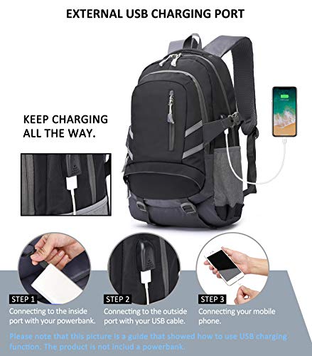 Mochilas Escolares Juveniles, Mochila PortáTil para NiñOs NiñAs se Adapta a 15.6 Pulgadas PortáTil Unisex Ligera 30L Mochila Universitaria con Puerto USB para Mujeres Hombres