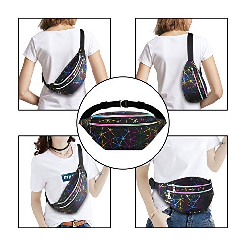 MOCOCITO Riñoneras Bolso Mujeres de Moda Impermeables con Correa Ajustable del 120cm, Bolsas de Cintura Deportivas Grande de Marcha, Bici, Fiesta, Concierto, Paseo de Perro [Negro]