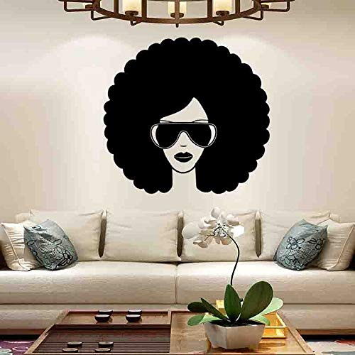 Moda chica negra etiqueta de la pared belleza con gafas de sol vinilo etiqueta de la pared salón de belleza extraíble decoración de interiores etiqueta de la pared A8 42x40cm