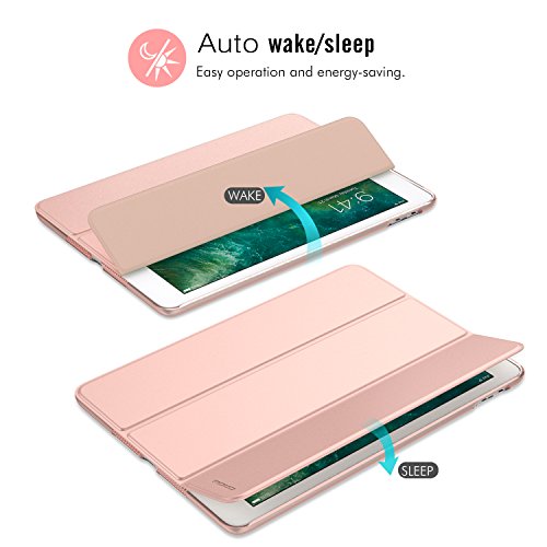 MoKo Funda para 2018/2017 iPad 9.7 6th/5th Generation - Ultra Slim Función de Soporte Protectora Plegable Smart Cover - Oro Rosa (Auto Sueño/Estela)