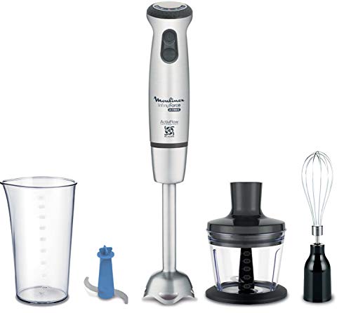 Moulinex Infiny Force Ultimate Cocktail DD87KD10 Batidora de mano con accesorios, 1000 W, 800 Ml, Acero Inoxidable, 25 Velocidades, Plateado