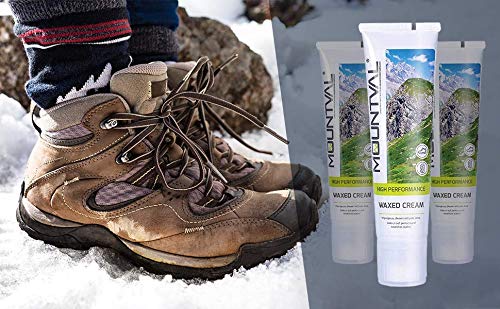 Mountval Crema Encerada, Crema nutritiva e impermeabilizante para Zapatos de Trekking de Piel, con aplicador de Esponja, (Transparente)