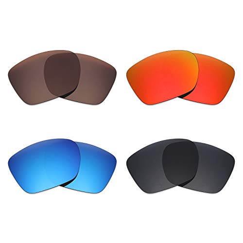 Mryok 4 pares de lentes polarizadas de repuesto para Oakley TwoFace XL Sunglass - Stealth Negro/Rojo fuego/Azul hielo/Marrón bronce