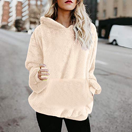 Mujer Caliente y Esponjoso Tops Chaqueta Suéter Abrigo Jersey Mujer Otoño-Invierno Talla Grande Hoodie Sudadera con Capucha riou