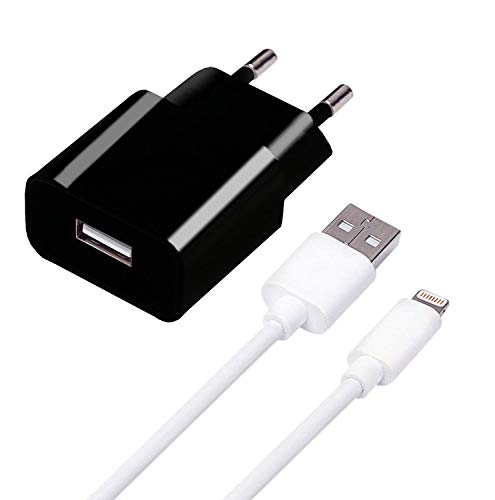 MyGadget 2X Cargador Enchufe USB para Smartphone y Tablet - USB Adaptador 5V / 1A - Charger para Apple iPad, iPhone, Samsung Galaxy, Huawei - Negro