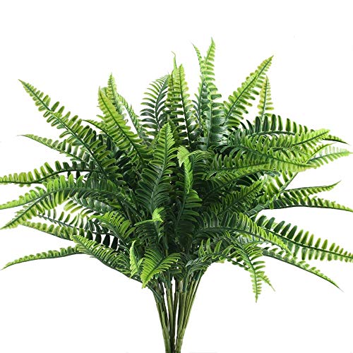 NAHUAA 4Pcs Helecho Artificial Arbusto Plantas de Plástico para Salón Mesa Patio Jardineria Jardin Valla Plantas Tropicales para Interior e Exterior