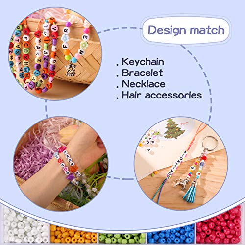 Naler Conjunto de 4mm Cuentas de Colores y 7mm Abalorios Letras Redondas Cuentas Alfabeto para Pulseras DIY Manualidades (1550 Piezas)