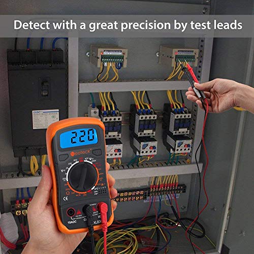 Neoteck MultÍmetro Digital Multi Tester Voltímetro Amperímetro Ohmímetro AC/DC Diodos de Resistencia Transistor Audible Continuidad Probador con retroiluminación LCD para Fábrica Laboratorio