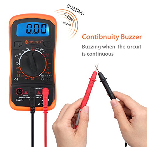 Neoteck MultÍmetro Digital Multi Tester Voltímetro Amperímetro Ohmímetro AC/DC Diodos de Resistencia Transistor Audible Continuidad Probador con retroiluminación LCD para Fábrica Laboratorio