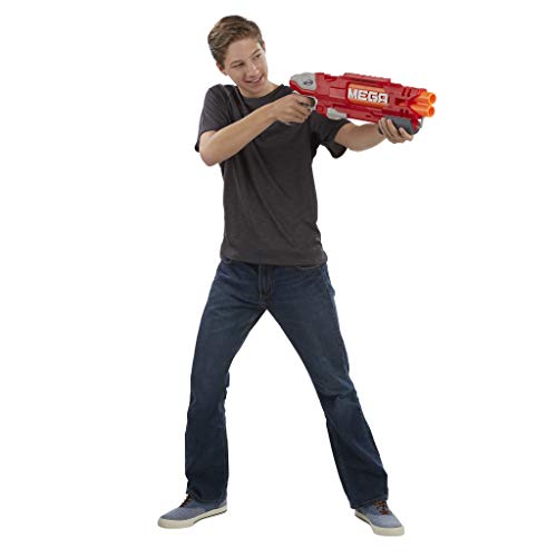 Nerf Ner Mega Doublebreach Pistola Lanza Dardos, Color Gris, Naranja, Rojo, 55 cm (Hasbro B9789EU4)