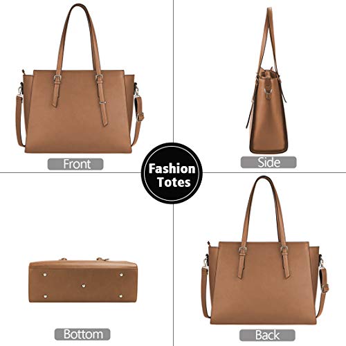 NEWHEY Bolso Mujer Bolso Universidad Mujer Bolso para Portatil 15.6 Pulgadas Grande Impermeable Bolso Shopper Mujer Cuero PU Bolso Shopper Bolsa Marrón